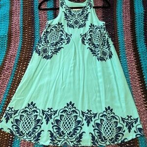 Southern Tide Light Blue Dress with Pineapple and Shell Print, Size XXS